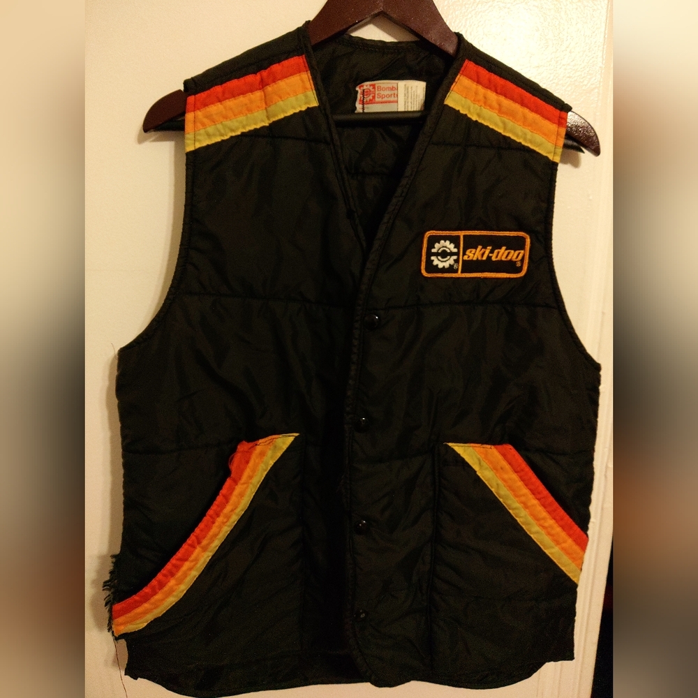 Vintage Ski-Doo Black Vest with Orange Accents
